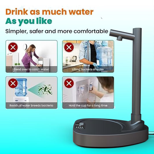 Rechargeable Automatic Water Bottle Dispenser with Extension Tube and Stand