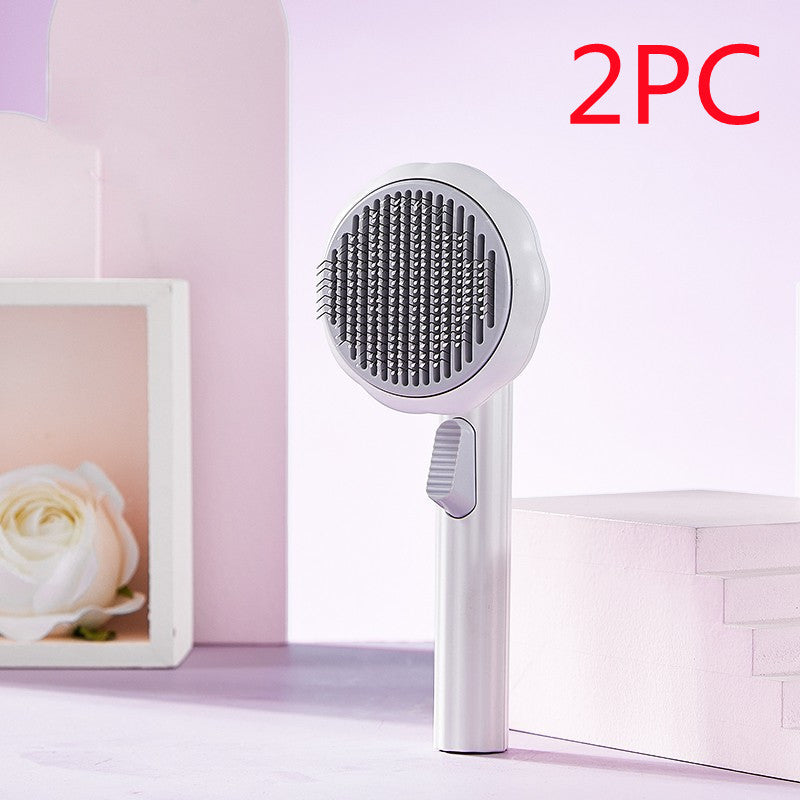 Self Cleaning Cat Brush Handheld Stainless Steel Slicker Brush for Pet Hair Removal