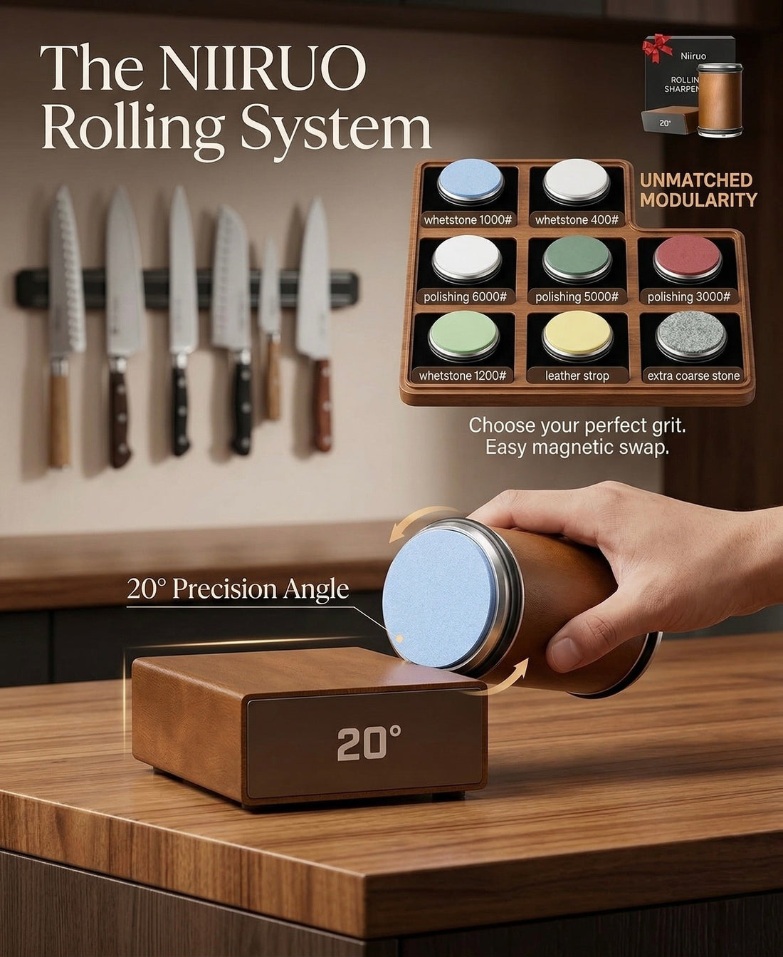 Master Your Kitchen Skills with the Niiruo Rolling Knife Sharpener Kit