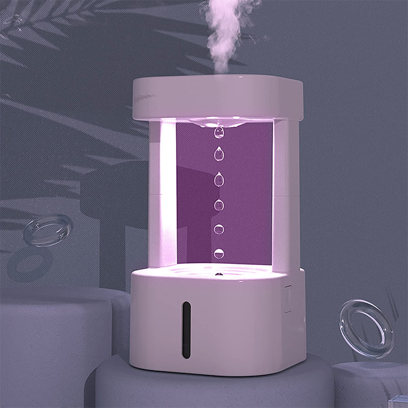Anti-Gravity Water Drop Humidifier 580ml Quiet LED Desk Air Humidifier for Home Office Bedroom