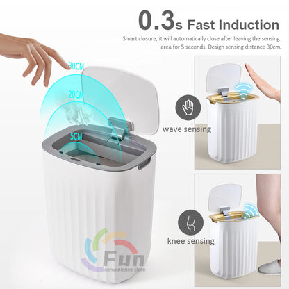 Smart Sensor Trash Can with Lid – Automatic Touchless Waste Bin for Kitchen & Bathroom