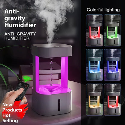 Anti-Gravity Water Drop Humidifier 580ml Quiet LED Desk Air Humidifier for Home Office Bedroom