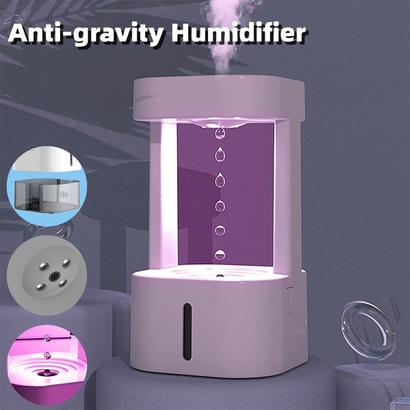 Anti-Gravity Water Drop Humidifier 580ml Quiet LED Desk Air Humidifier for Home Office Bedroom