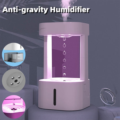 Anti-Gravity Water Drop Humidifier 580ml Quiet LED Desk Air Humidifier for Home Office Bedroom