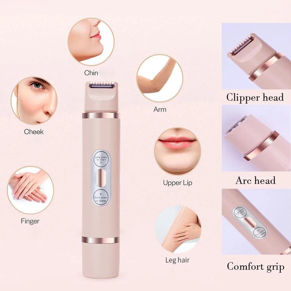 Electric Face Hair Remover for Women Double Head Trimming Tool Washable Body Shaver USB Rechargeable for Daily Use