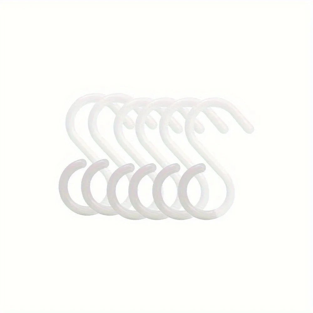 3/6pcs S-shaped hooks with soft buckle, heavy-duty TPE plastic wall hooks, rust-proof multipurpose hangers for kitchen, bathroom