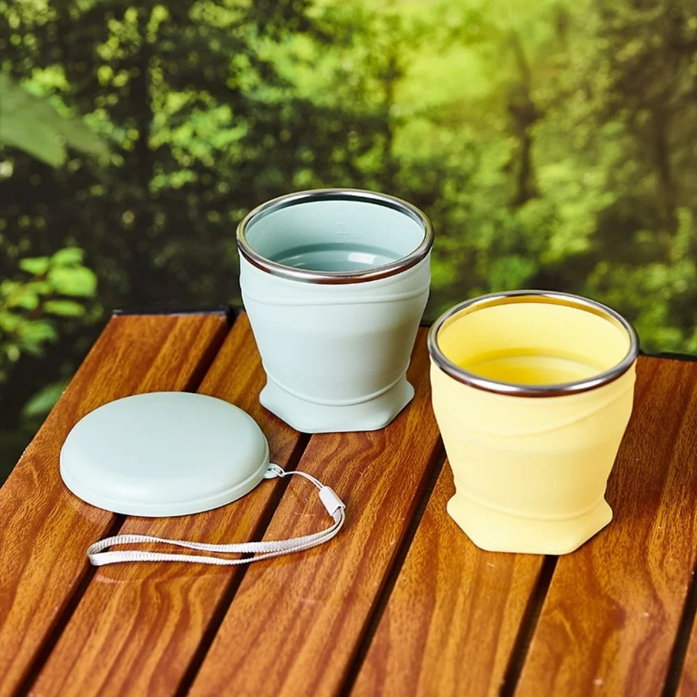 180ml foldable water cup, silicone foldable travel cup - silicone foldable camping cup with lid - suitable for travel, camping,