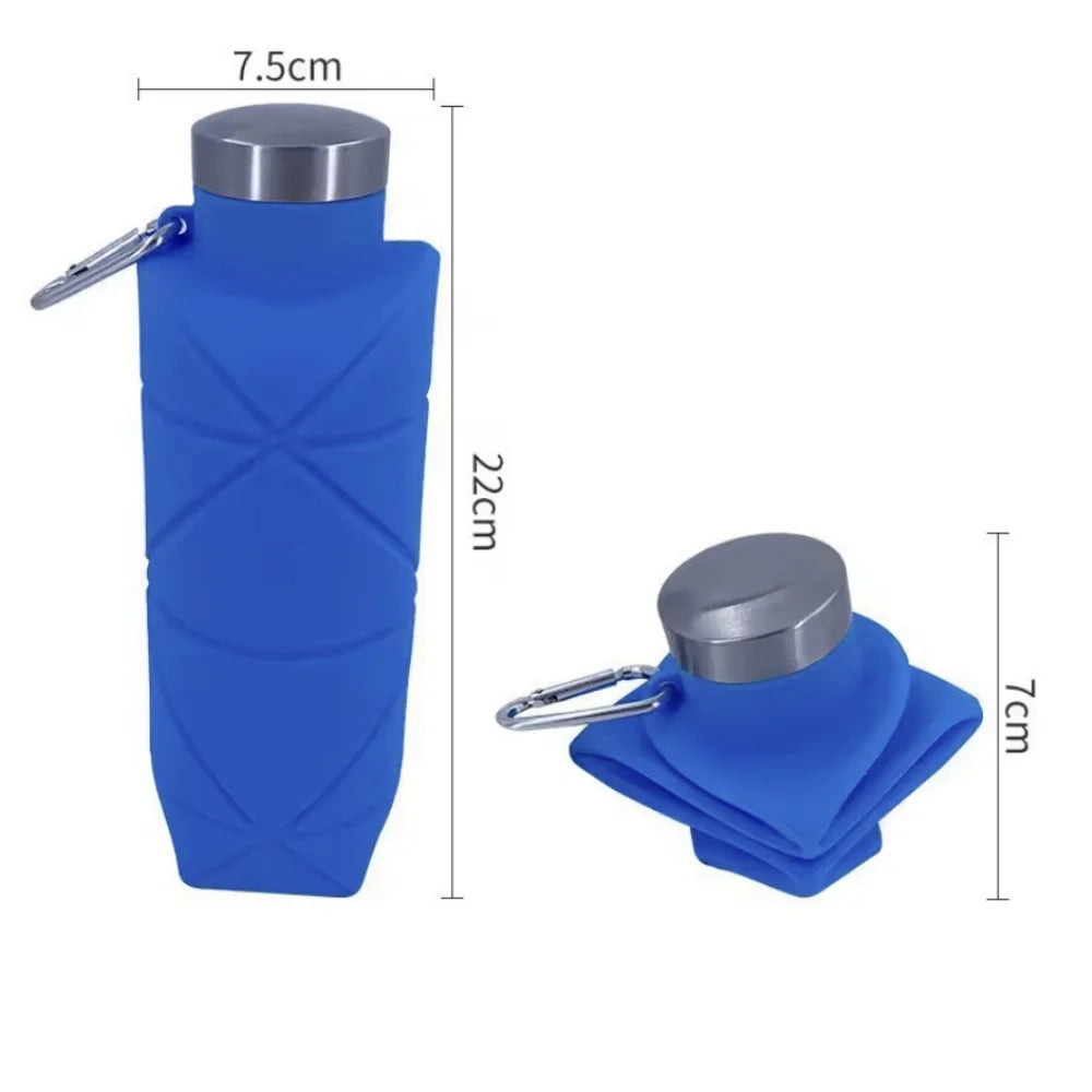 700ML Collapsible Water Bottle Leakproof Valve Reusable Silicone Foldable Travel Water Bottle for Gym Camping Hiking Travel