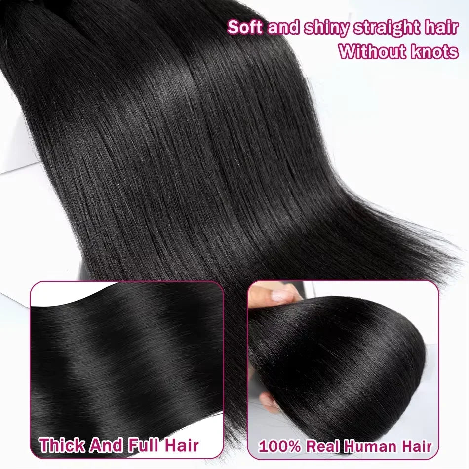 12A Bone Straight 100% Real Human Hair Bundles 30 40 Inch Raw Hair 4 5 Bundles Brazilian Hair Weave Extensions For Black Women