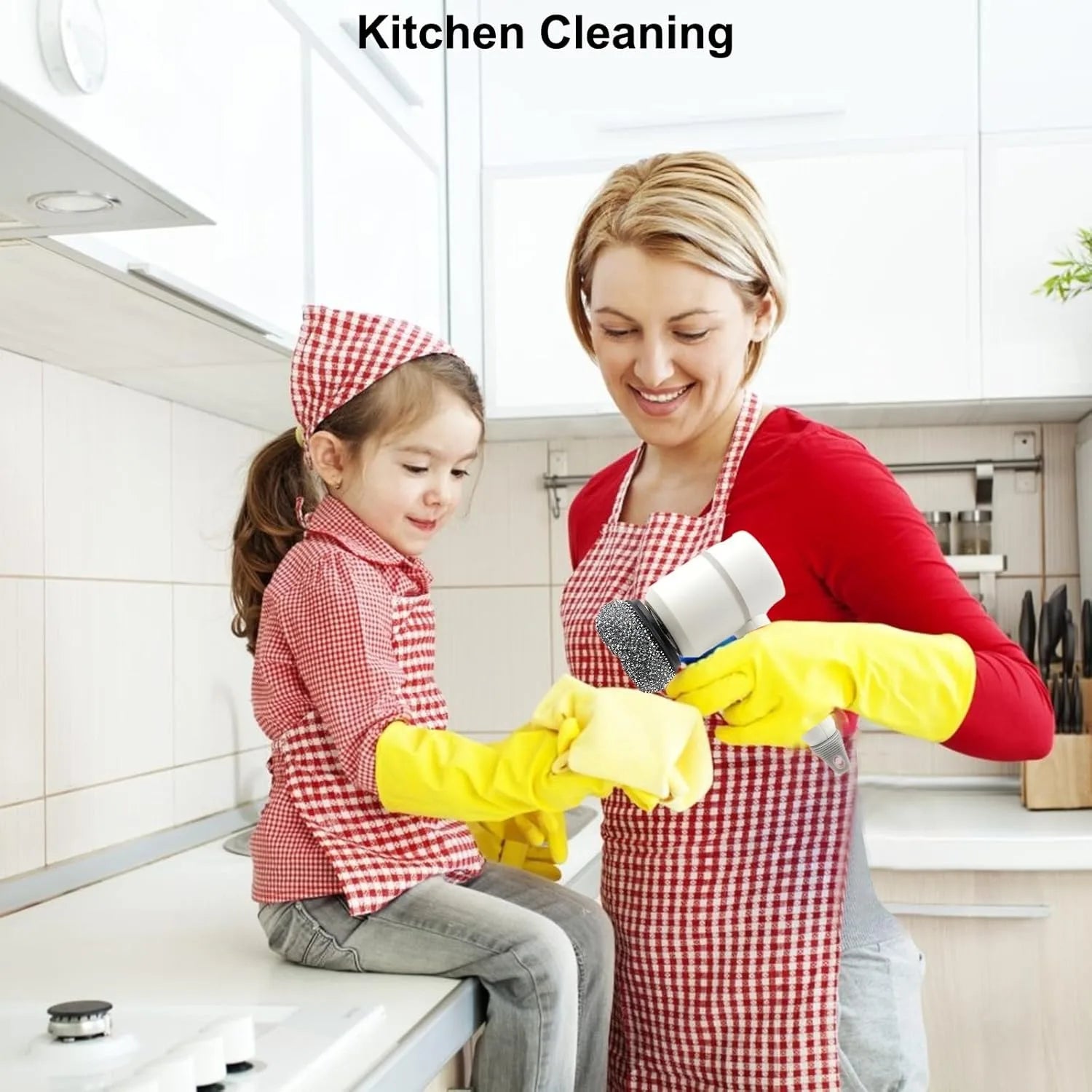 Electric Scrubber Wireless Rechargeable Cleaning Brush 360 Degree Rotating Power Scrubber with Replaceable Heads for Kitchen Bat