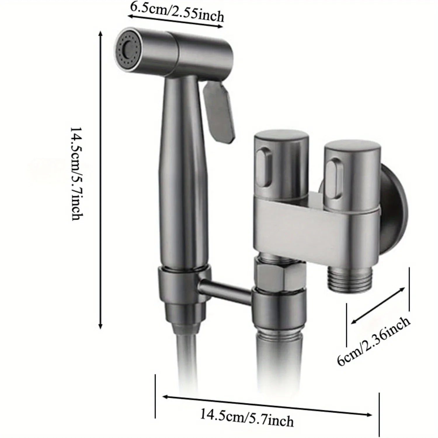 Double Control Bidet Sprayer Handheld Toilet Attachment with Pressure Control for Feminine Hygiene Baby Diaper and Pet Bath