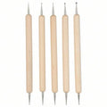 Dual-End Wooden Dotting Pen Marbleizing Tool Set for Nail Design Manicure Painting Kit 5pcs