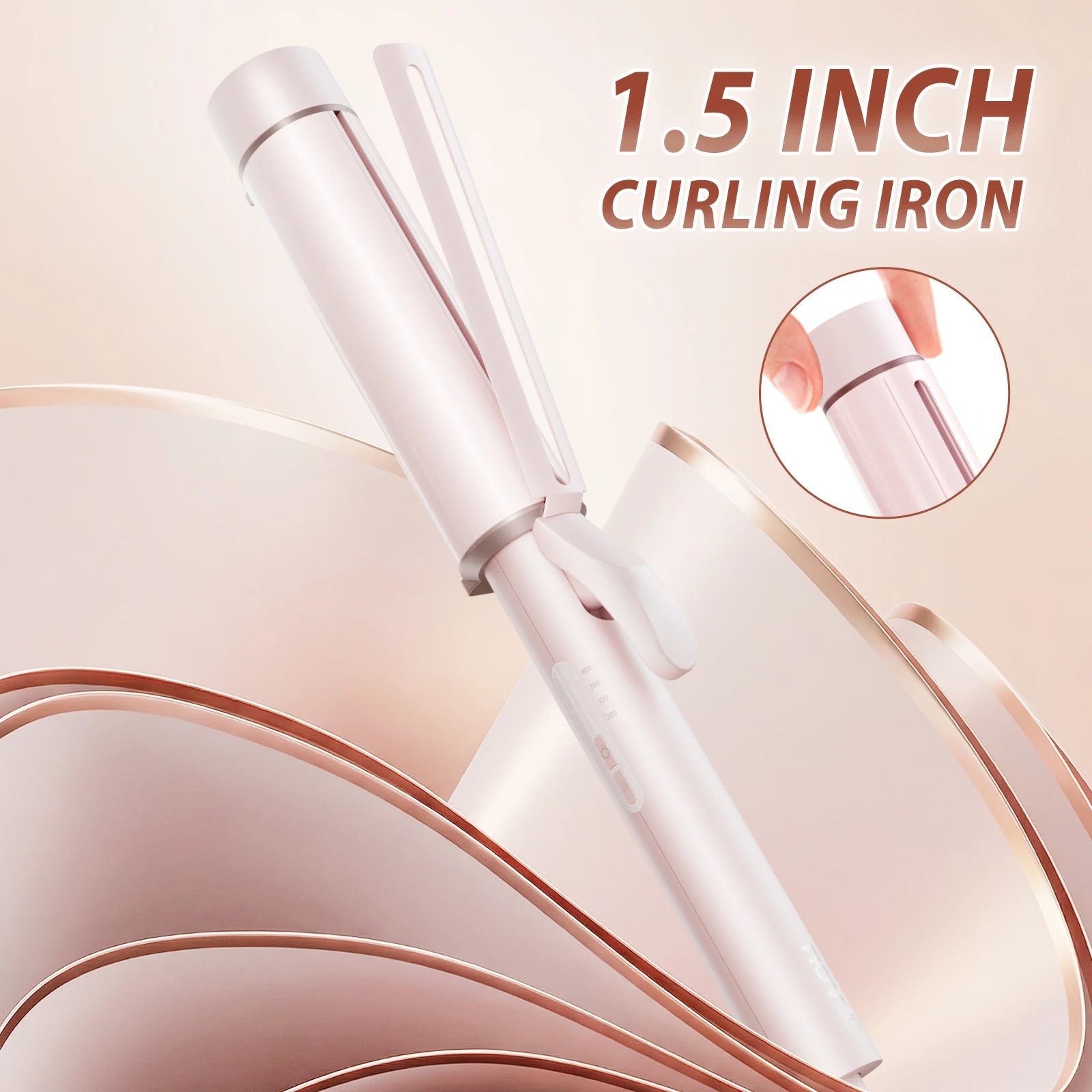 1.5 Inch Extra Long Barrel Curling Iron for Long Hair, Big Loose Curls & Beach Waves, Anti-Slip Ceramic Wand, 40M Negative Ions,