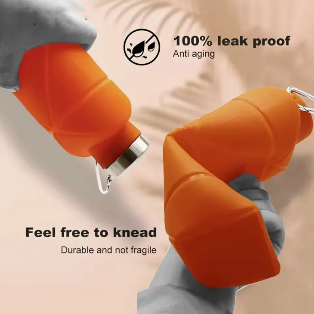 700ML Collapsible Water Bottle Leakproof Valve Reusable Silicone Foldable Travel Water Bottle for Gym Camping Hiking Travel