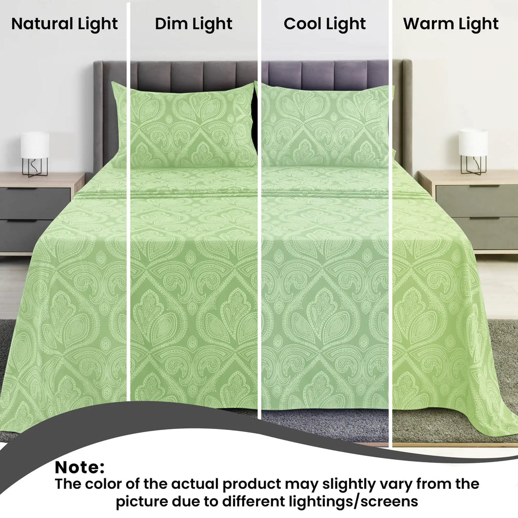 Lux Decor 4-Piece Paisley Bed Sheet Set – Soft Brushed Microfiber Sheets with 16" Deep Pockets – Wrinkle-Resistant Bedding