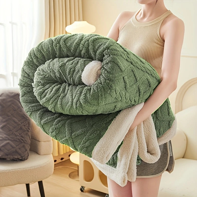 1pc Jacquard Sherpa Weighted Blanket 3KG for Adults,Good For SleepAll-Season Thickened Calming & Sleep Aid, Faux Rabbit Fur Soft