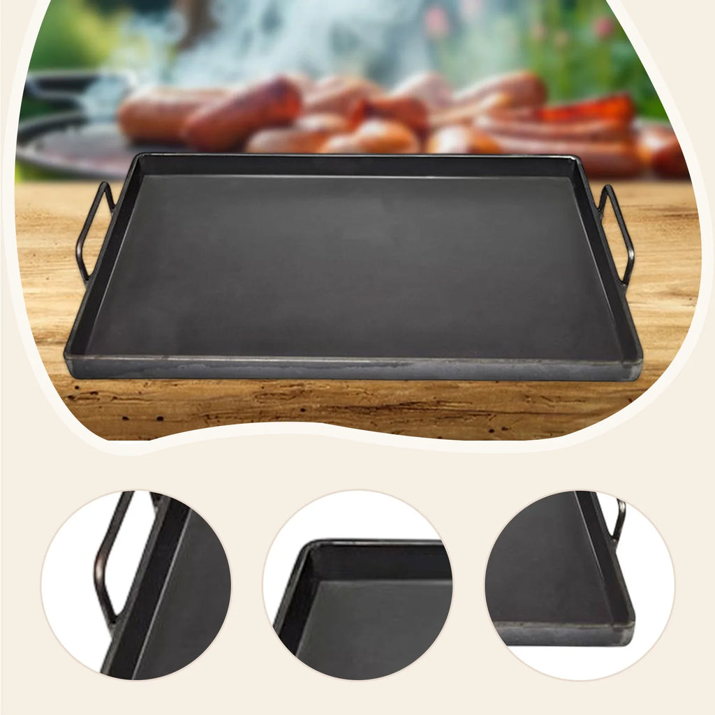 BBQ Griddle Cookware Easy to Clean Portable Flat Top Grill Plate Cooking Skillet Pan Cast Iron Cooking Griddle for Roasting