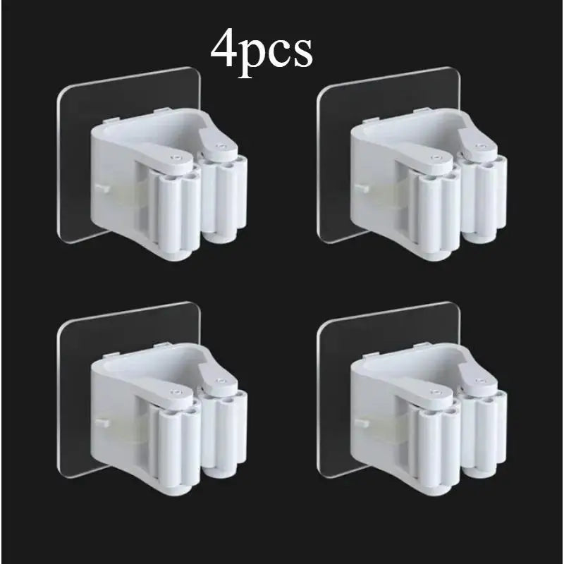 4 pieces of non perforated anti slip mop holder, waterproof and moisture-proof in the bathroom, suitable for use in the bathroom