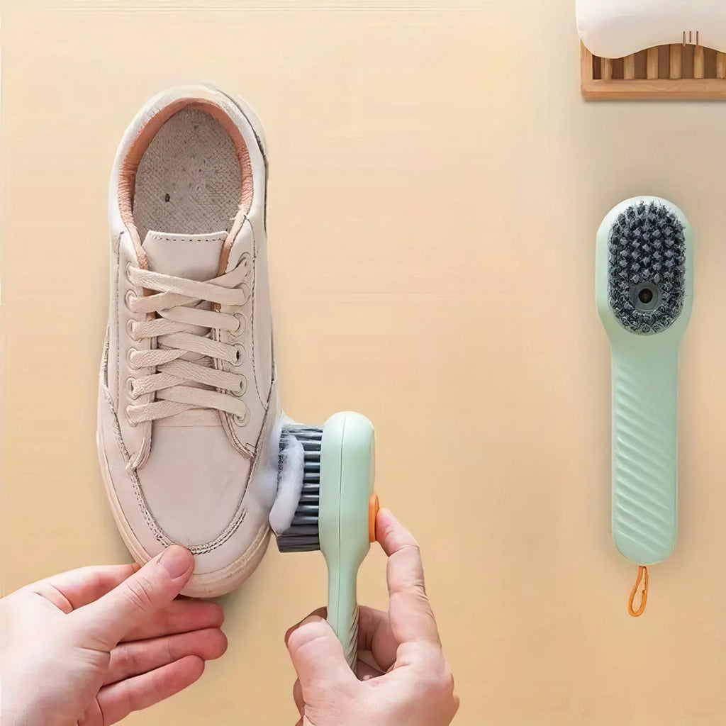 1/2 Soft Fur Shoe Brush Green, Anti Slip Handle, with Hanging Rope for Hanging, Suitable for Sports Shoes and Home Cleaning