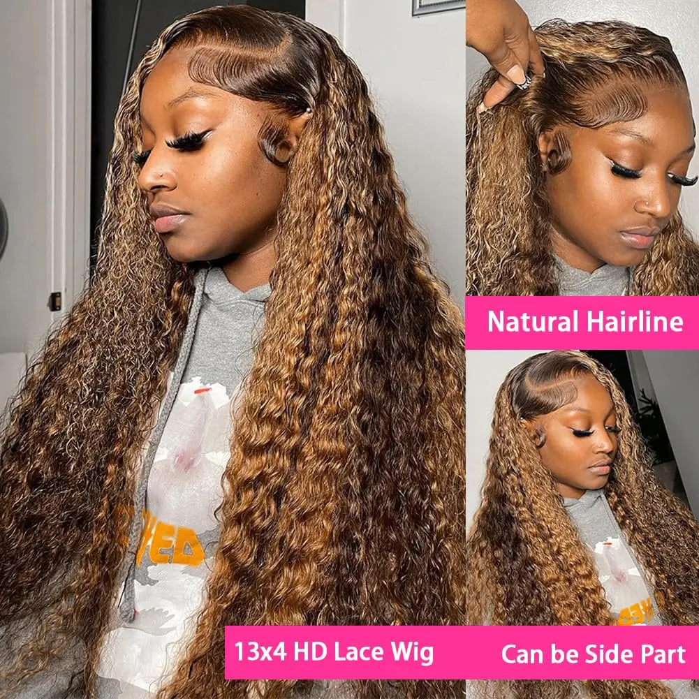 P4/27 Highlight Wig Human Hair Deep Wave 13x4 Hd Lace Frontal Wig 5x5 Water Wave Wigs Curly Colored Lace Front Wig