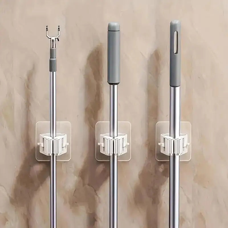 4 pieces of non perforated anti slip mop holder, waterproof and moisture-proof in the bathroom, suitable for use in the bathroom