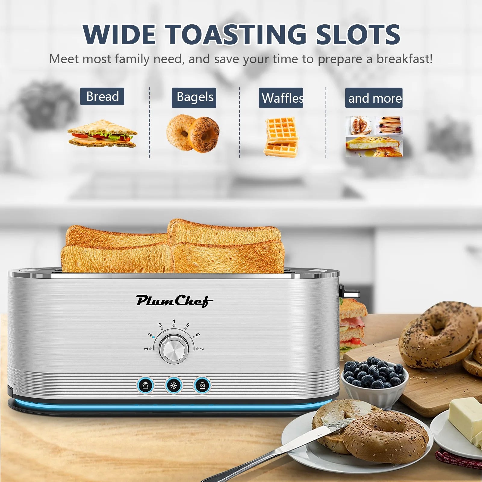 Plum Chef 4-Slice Stainless Steel Toaster