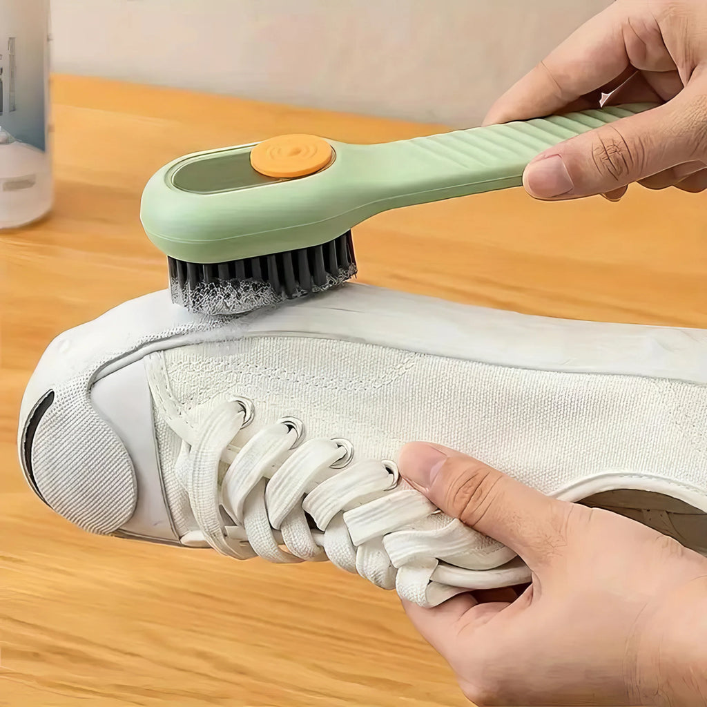 1/2 Soft Fur Shoe Brush Green, Anti Slip Handle, with Hanging Rope for Hanging, Suitable for Sports Shoes and Home Cleaning