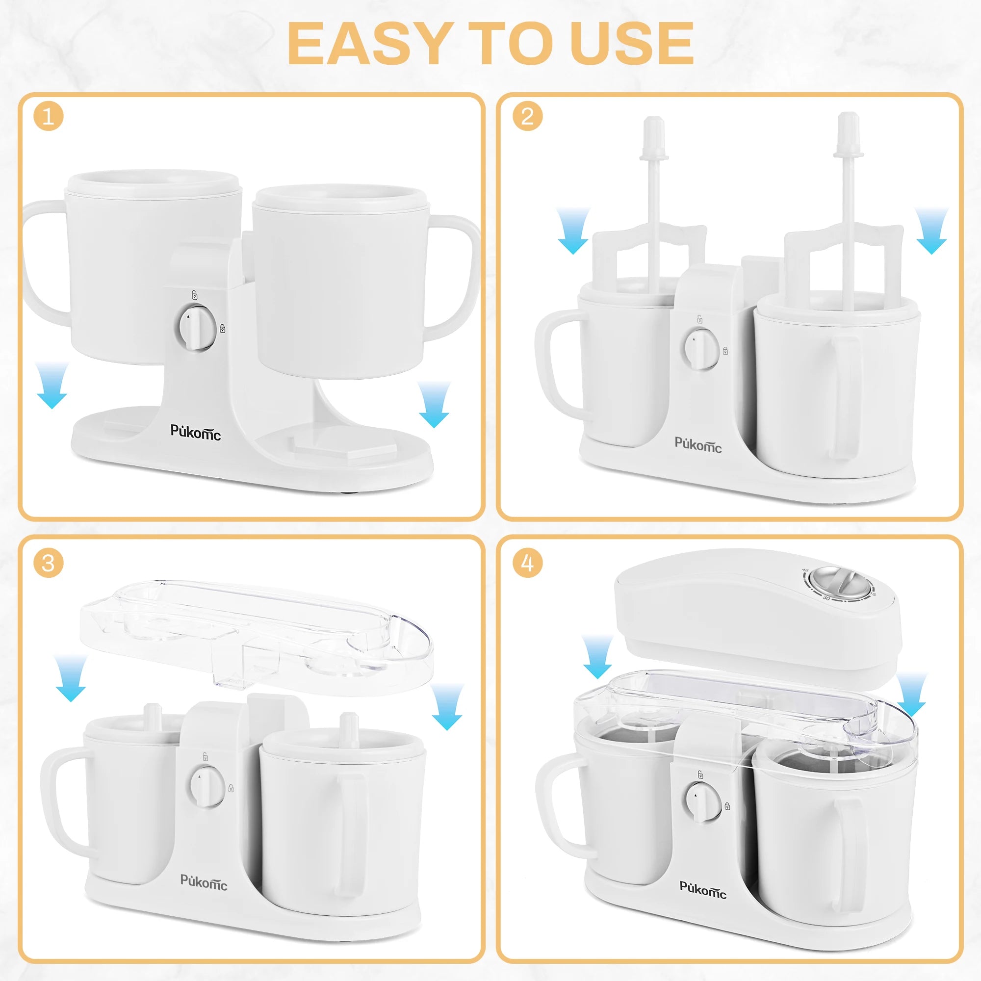 Suslas Dual Bowl Automatic Ice Cream Machine 500ml 120V US Plug Home DIY Ice Cream Maker