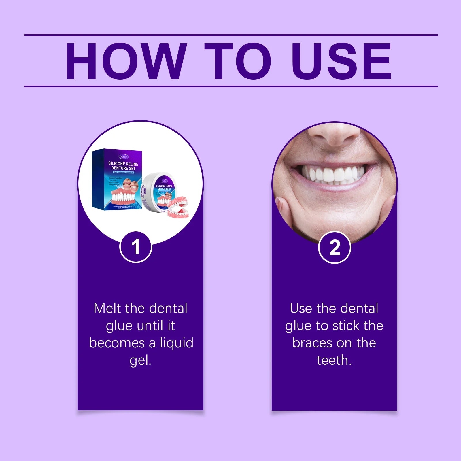 Oralhoe Silicone Reline Denture Set Filling Braces Upper and Lower Adjustable Dentures Veneers Comfortable Whitening False Teeth