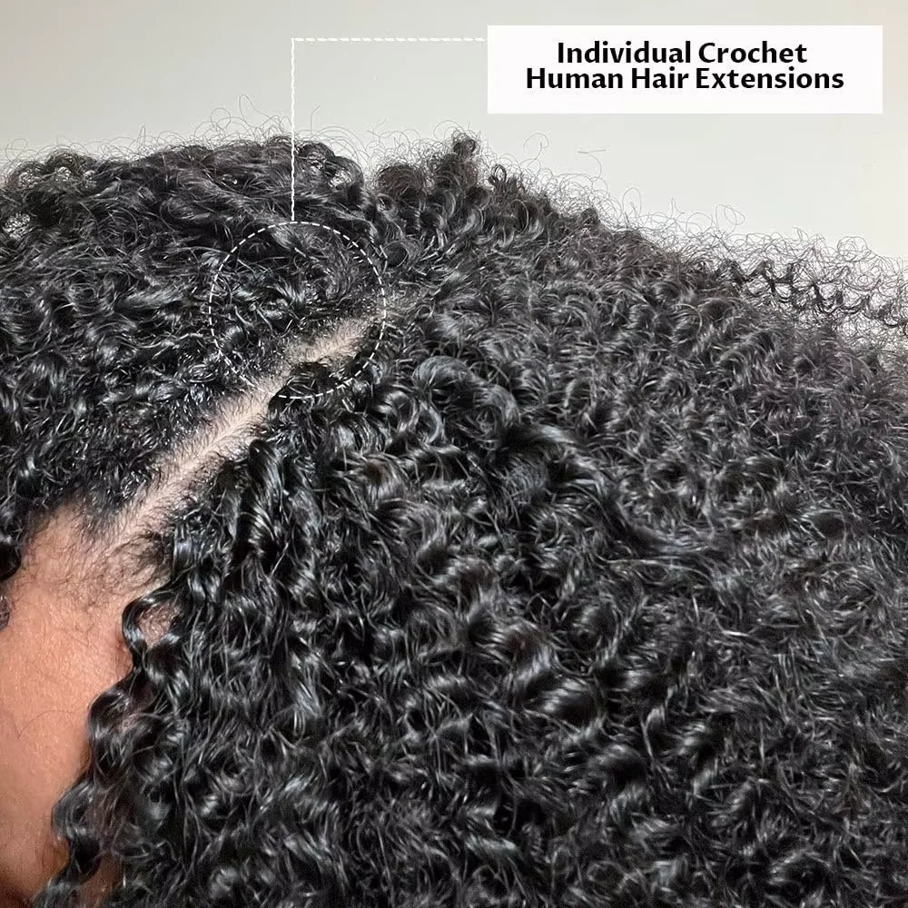 30 Inch Curly Crochet Human Hair Extensions With String Curly Pre-Looped Feather Hair Miracle Knots Crochet Human Hair For Women