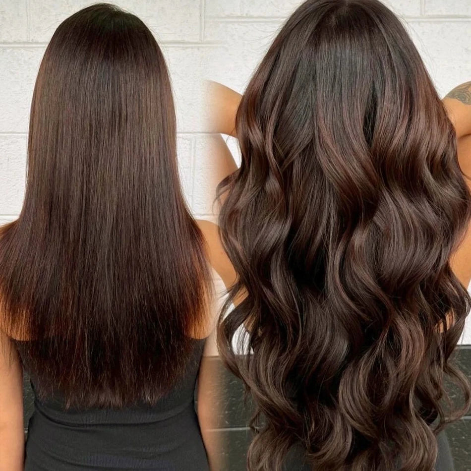 Clip in Hair Extension Human Hair Highlight #4/27 Clip on Brazilian Straight Human Hair Extensions 16-26 Inches Natural Color