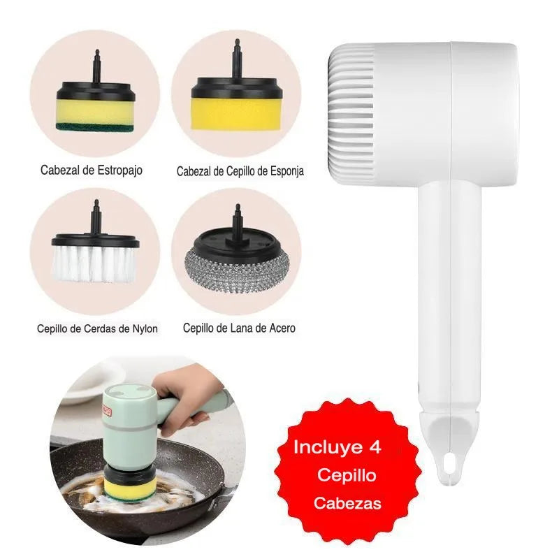 Electric Scrubber Wireless Rechargeable Cleaning Brush 360 Degree Rotating Power Scrubber with Replaceable Heads for Kitchen Bat