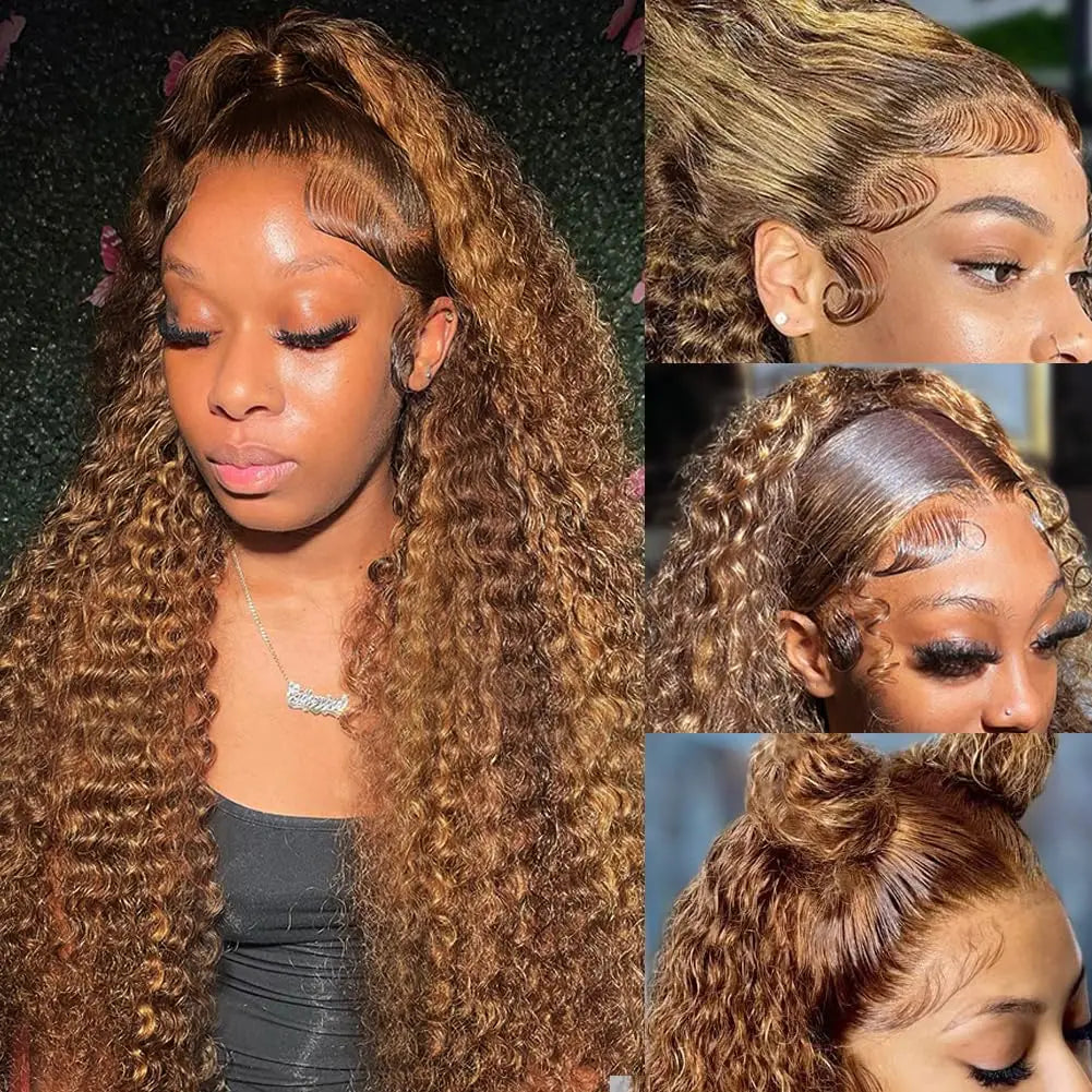 P4/27 Highlight Wig Human Hair Deep Wave 13x4 Hd Lace Frontal Wig 5x5 Water Wave Wigs Curly Colored Lace Front Wig