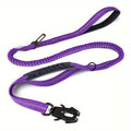 Heavy Duty Dog Leash with Elastic Bungee for Medium & Large Dogs - Shock Absorption & Safety Clip Included