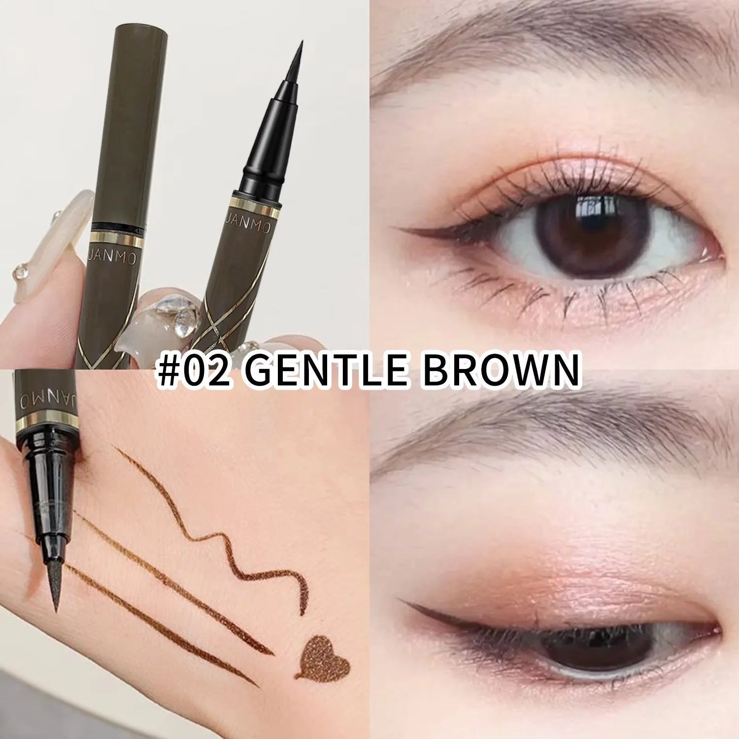 2 Pcs Waterproof Liquid Eyeliner Professional Waterproof And Sweat-Proof Eyeliner In One Lasting Eye Brow Pen Ultra-Fine Brush