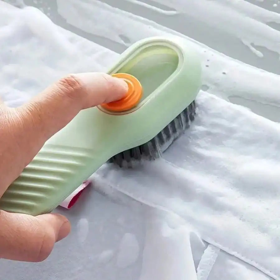 1 Piece Green Soft Bristled Shoe Brush with Ergonomic Handle, Suitable for Laundry, Footwear, and Home Cleaning