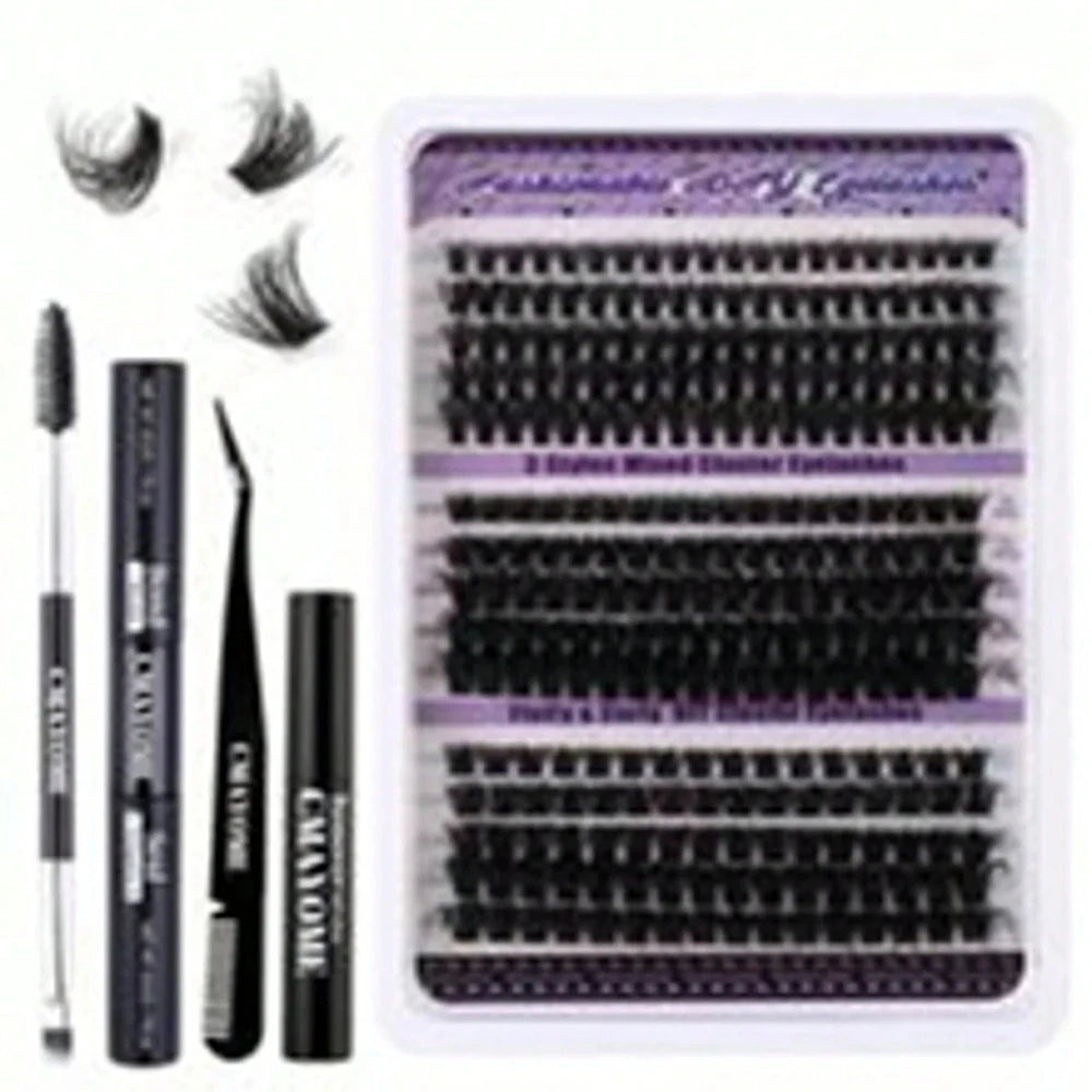 300-Cluster D-Shaped False Eyelash Tool Set Including Adhesive Tool Set And Eyelash Tweezers Extended In Sections