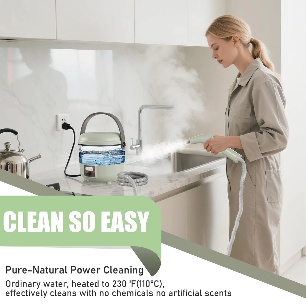 2500W Powerful Handheld Steam Cleaner with 6 Brush Heads - 45 Mins Runtime, 110V Multiuse Steamer for Deep Cleaning Upholstery,