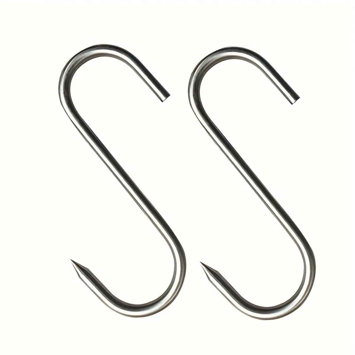 20pcs heavy-duty stainless steel S-hooks, rust-resistant meat hooks for beef, bacon, ham, duck, turkey, hot/cold smoking, durabl
