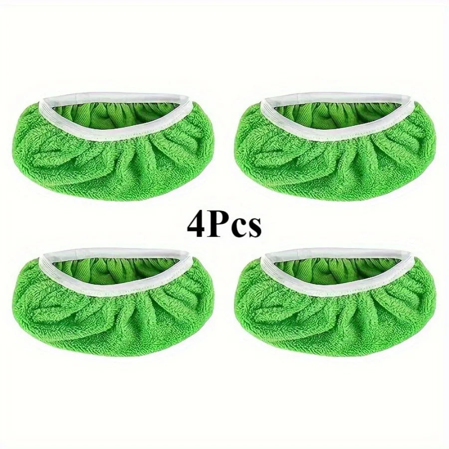 4 Piece Green Mop Cloth, Reusable, Suitable for Busy Households and Household Cleaning Products, Washable