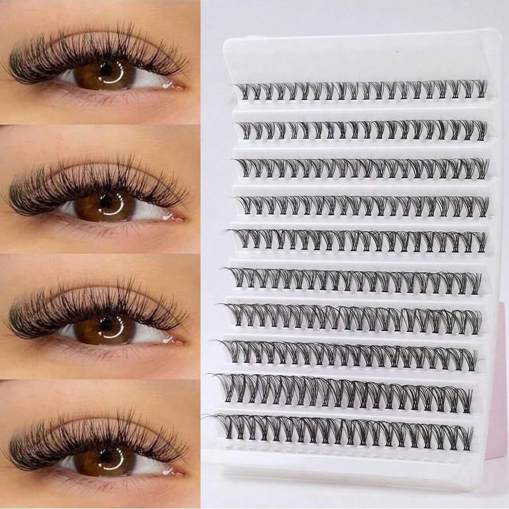 300-Cluster D-Shaped False Eyelash Tool Set Including Adhesive Tool Set And Eyelash Tweezers Extended In Sections