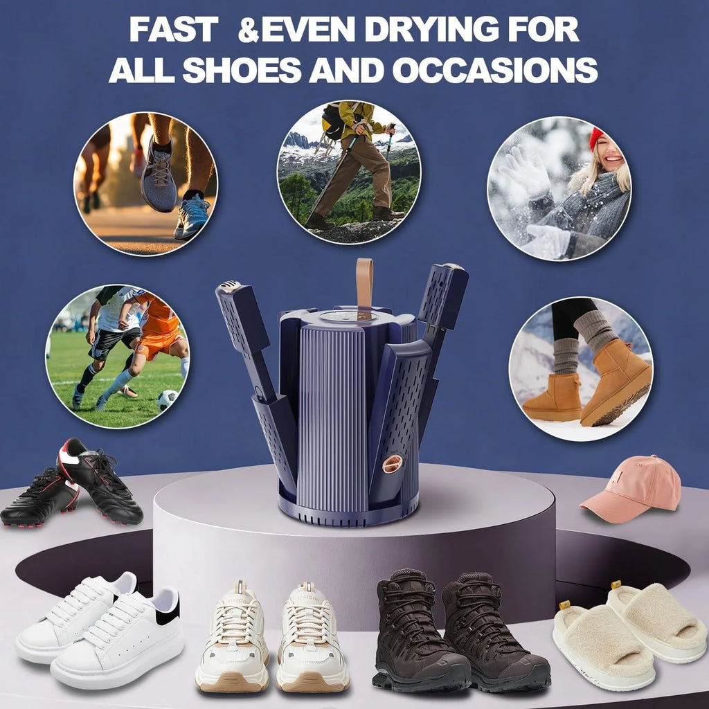 Electric Shoe and Boot Dryer with Timer 2 Speeds Foldable Portable Shoe Dryer Warmer Quick Dry Sneakers Boots Socks Hats Gloves