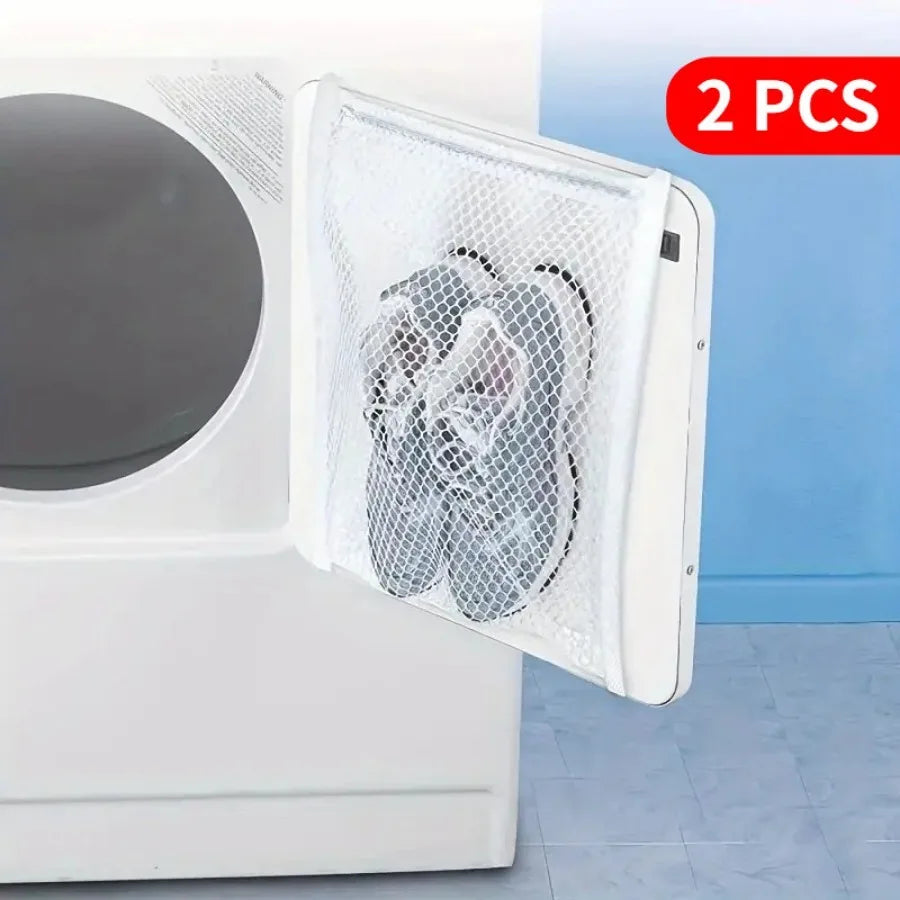 2 White Shoe Laundry Bags, Sports Shoe Laundry Bags, Mesh Design, Perfect for Shoes and Clothes