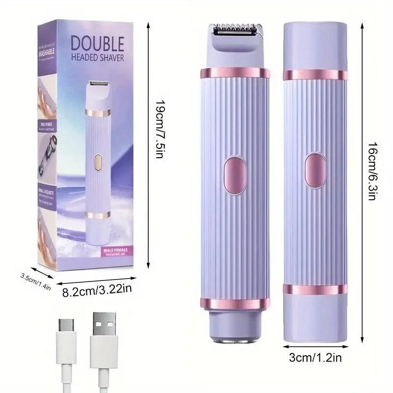 Electric Face Hair Remover for Women Double Head Trimming Tool Washable Body Shaver USB Rechargeable for Daily Use