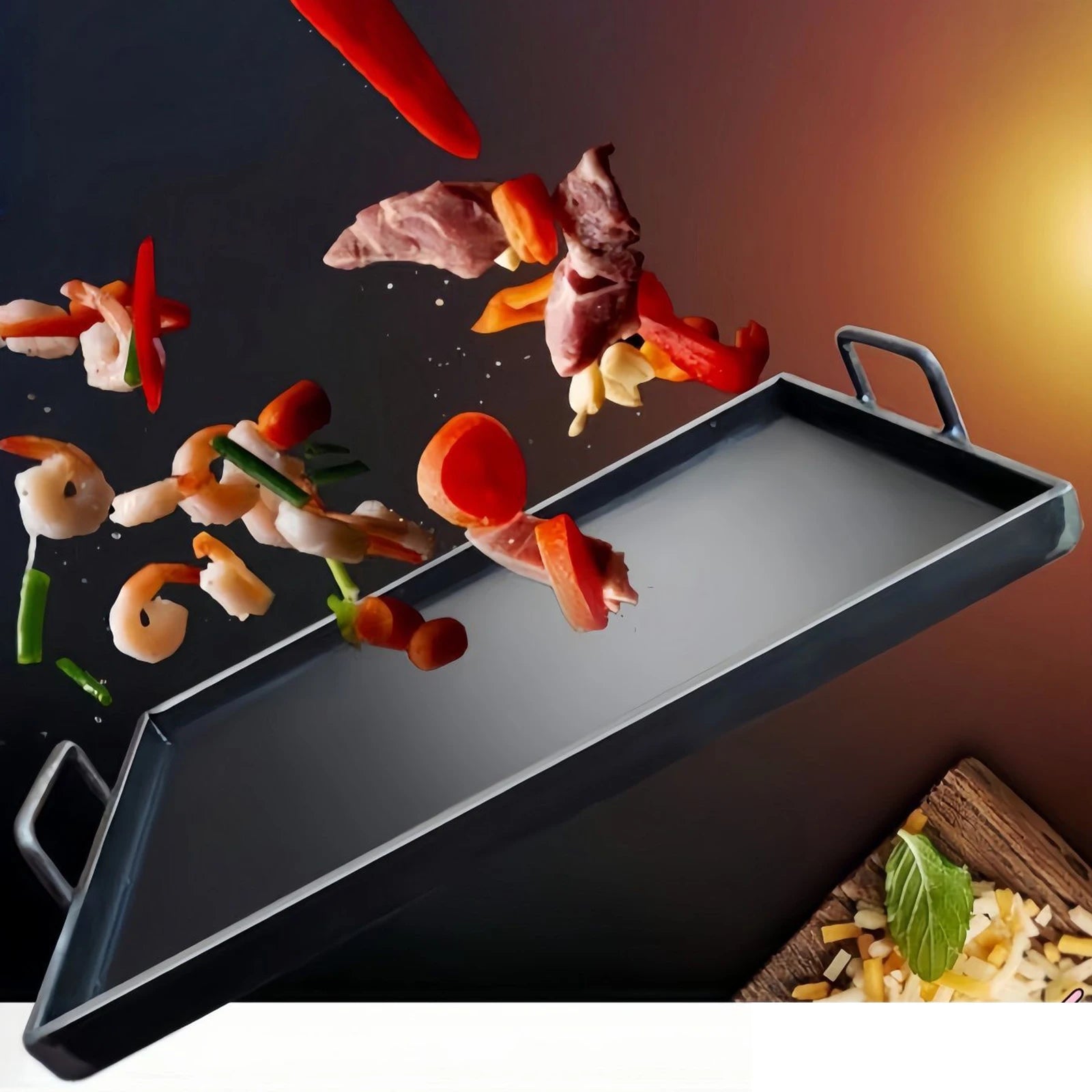 BBQ Griddle Cookware Easy to Clean Portable Flat Top Grill Plate Cooking Skillet Pan Cast Iron Cooking Griddle for Roasting