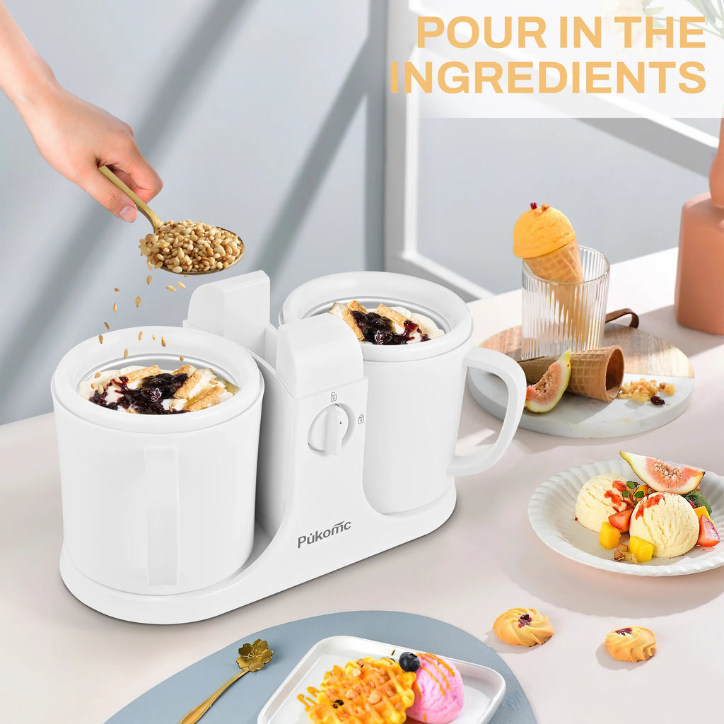 Suslas Dual Bowl Automatic Ice Cream Machine 500ml 120V US Plug Home DIY Ice Cream Maker