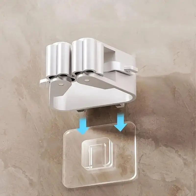 4 pieces of non perforated anti slip mop holder, waterproof and moisture-proof in the bathroom, suitable for use in the bathroom
