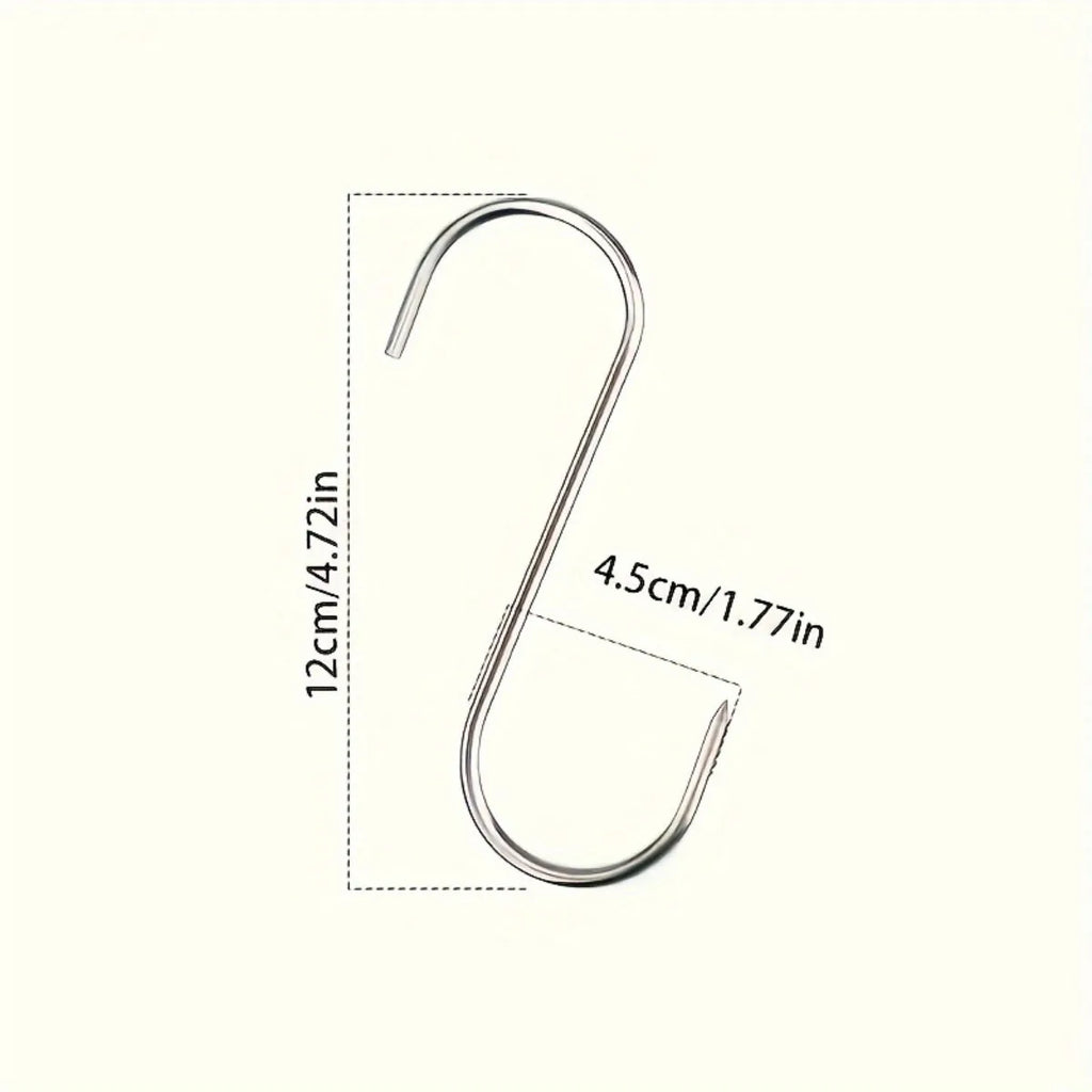 20pcs heavy-duty stainless steel S-hooks, rust-resistant meat hooks for beef, bacon, ham, duck, turkey, hot/cold smoking, durabl