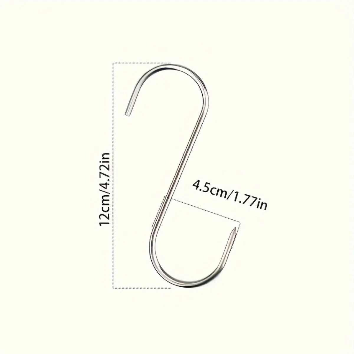 20pcs heavy-duty stainless steel S-hooks, rust-resistant meat hooks for beef, bacon, ham, duck, turkey, hot/cold smoking, durabl