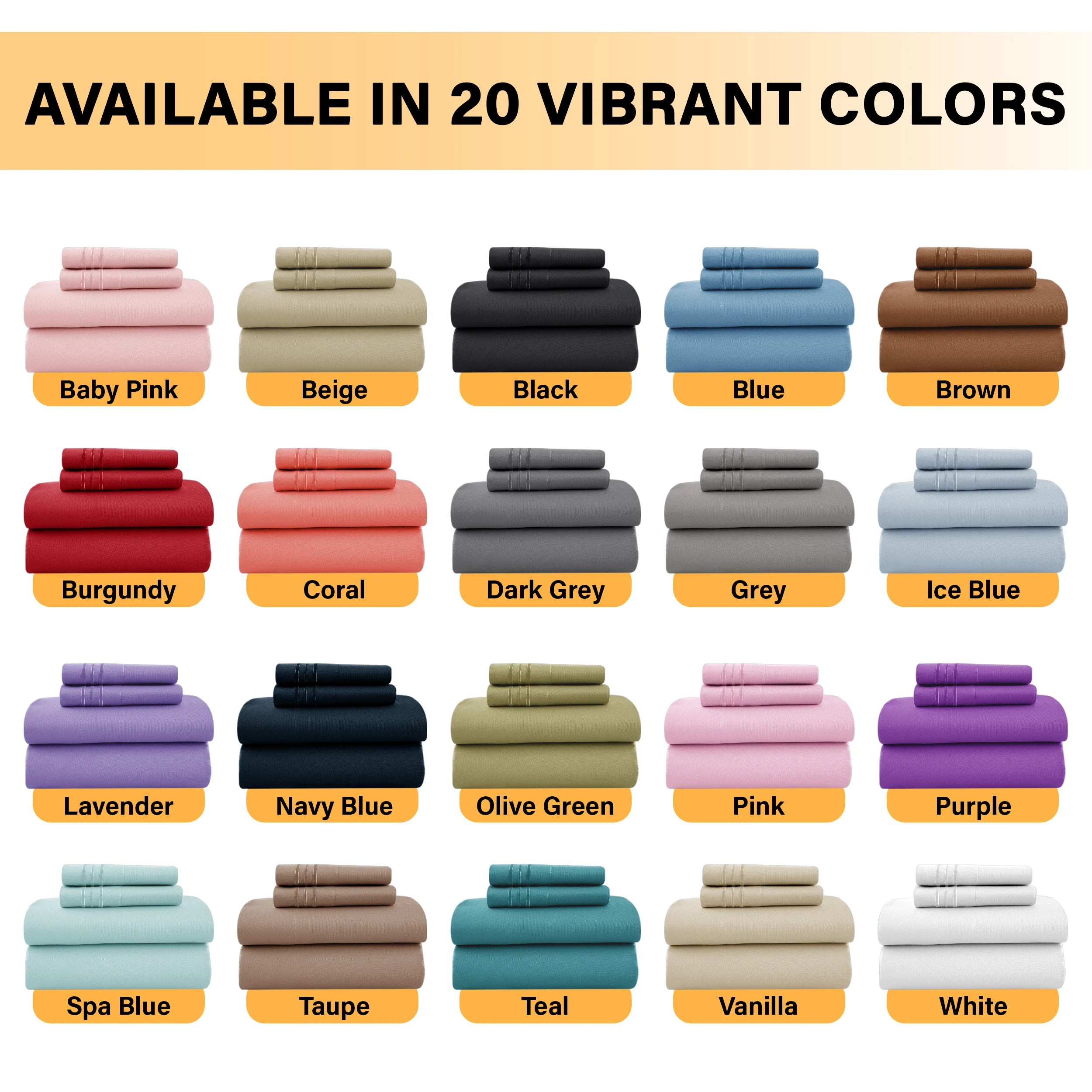 Lux Décor 6Pc Solid Sheet Set – Brushed Microfiber, 16" Deep Pockets, with Embroidered & Plain Pillowcases